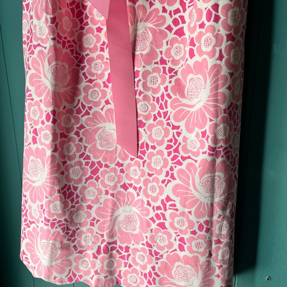Vintage Lilly Pulitzer pink floral strapless dress sz 12 - Picture 3 of 5